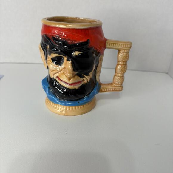 Vintage Pirate Coffee Mug Hand Painted Unmarked - Picture 1 of 4